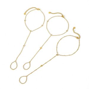 Venta al por mayor de pulseras de tobillo a la moda, impermeables y resistentes al desgaste, con circonitas y chapado en oro de 18 quilates para mujer - Product Image 4