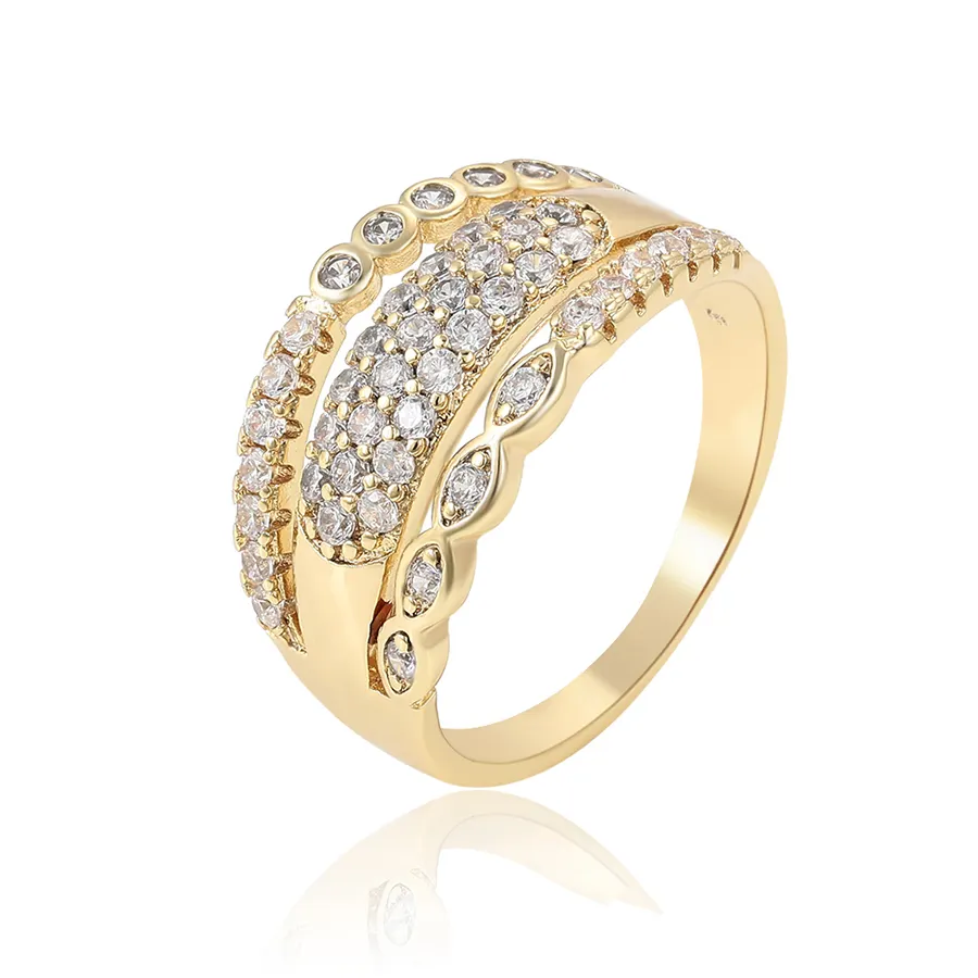 16310 Xuping Ehering im Sonder design, Zirkon ring aus Kupfer legierung in 14 Karat Gold für Frauen