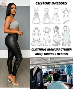 Leggings pour femmes, taille haute, patchwork en dentelle, pantalon skinny long, extensible, pour club et soirée, pour dames - Product Image 1