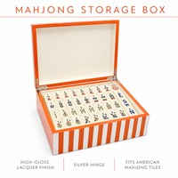 Nouvelle Boîte de Rangement de Luxe en Bois MDF Rayée Orange pour Mahjong, pour 160 Tuiles de Mahjong en Porcelaine, OEM/ODM, Vente en Gros