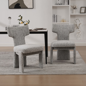 22.05" Wide Solid Rubberwood Legs Modern Chenille Dining Chair <b>Set</b> of 2 with Armless Curved Back for Living Room & Dining - Product Image 6