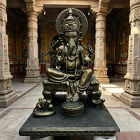 Statue de Bouddha religieuse hindoue d'extérieur, grand moule de statue de Ganesha en bronze antique, sculpture du Seigneur Ganesha