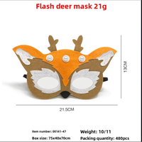 Masque de renne en feutre à LED clignotantes, masque animal lumineux à 3 lumières pour enfants, Noël, Halloween, cosplay, fêtes
