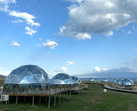 Dôme géodésique préfabriqué de 6m, 7m, 12m de diamètre pour le glamping en extérieur avec panneaux de verre trempé isolés, véranda de jardin, maison en verre