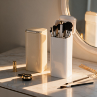 Boîte de rangement pour pinceaux de maquillage en plastique anti-poussière, style INS, capacité 3L, avec couvercle relevable, pour coiffeuse et usage quotidien