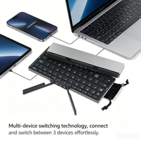 Clavier pour programmeur, ultra-fin, pliable, de poche, sans fil, pour iPhone, iPad, Android, Windows, portable, voyage