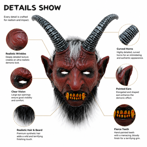 Máscara de Látex Realista de <span class=keywords><strong>Demonio</strong></span> con <span class=keywords><strong>Cuernos</strong></span>, para Cabeza Completa, Divertida, Temática, para Halloween, Fiestas de Terror, Cosplay, Disfraz de Casa Embrujada, para Mayores de 18 Años - Product Image 6