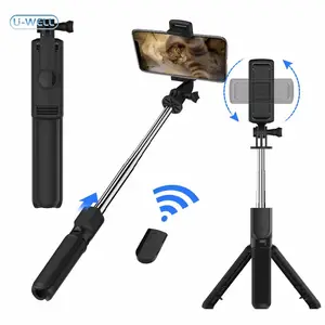 Trépied Bluetooth 3 en 1 avec télécommande Bâton de selfie intelligent Bâton de selfie sans fil à 360 rotations pour téléphone