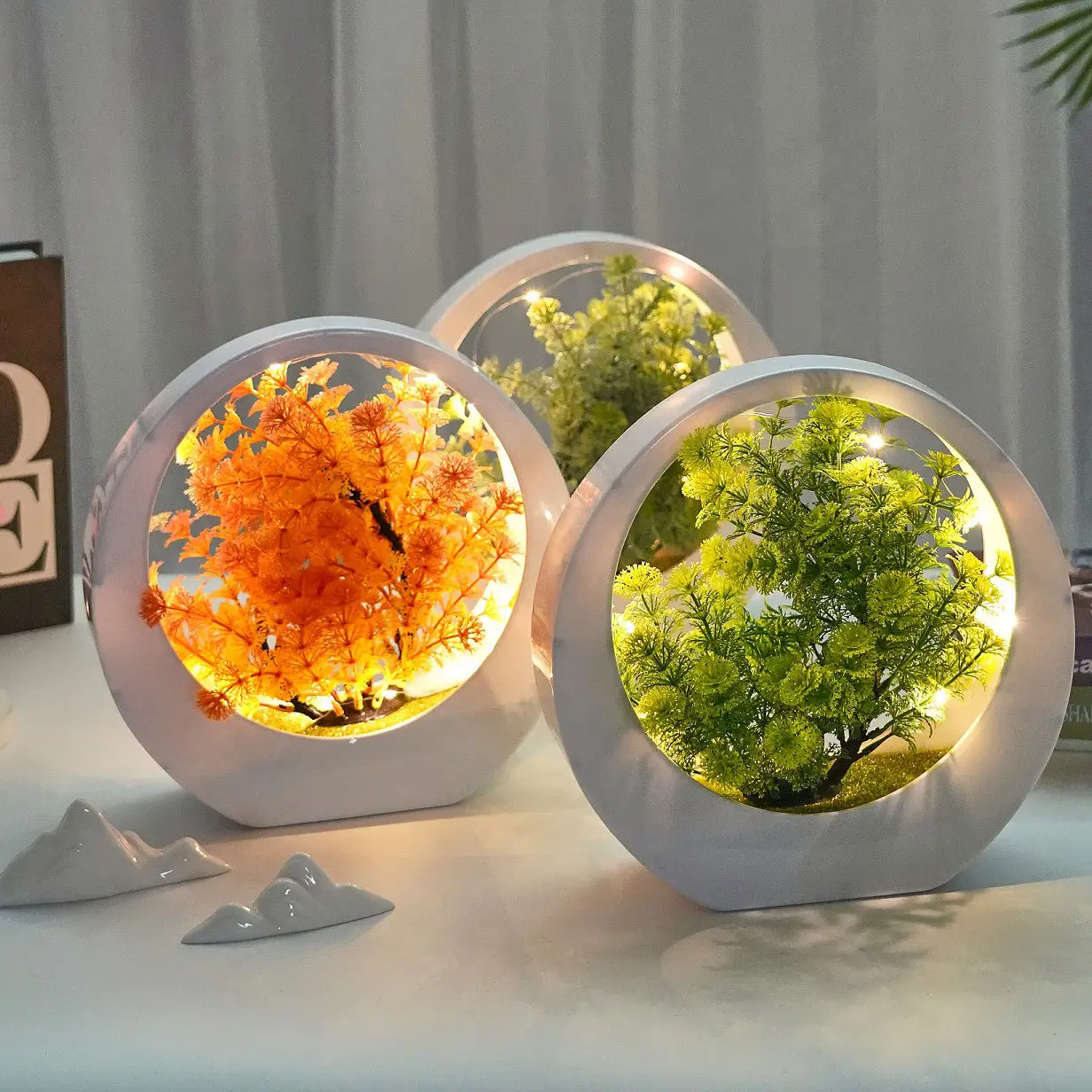 Nieuwe Kunstmatige Plastic Kunstmatige Bloem Creatieve Lichtgevende Bonsai Desktop Decoratie