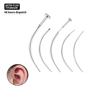Kit de Herramientas para Perforaciones de Nariz y Oreja: Guía de Joyería, Barra Curva para Perforaciones 14G 16G 18G, Herramienta de Inserción Roscada de Titanio ASTM F136 con Perno a Presión - Product Image 1