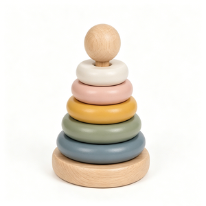 Juguete Educativo de Madera Apilable con Anillos de Arcoíris Personalizados, Torre de Anillos Apilables, Juguetes de Aprendizaje para Niños Pequeños, Juguete de Madera de Vietnam para Niños - Product Image 6