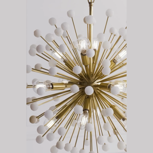 Sputnik Alabaster <b>Chandelier</b>/Pendant/Hanging <b>Light</b> in Hand-Rubbed Antique Brass for Living Dining Kitchen 110V - Product Image 6