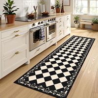 Tapis de couloir à carreaux blancs et noirs, motif losanges bohèmes, 80x200cm, prix de gros, tapis d'entrée et de cuisine