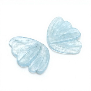 Cabujón de alas de mariposa de aguamarina natural, piedras sueltas talladas en azul claro - Product Image 2