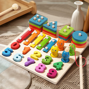 Juego <span class=keywords><strong>de</strong></span> <span class=keywords><strong>Mesa</strong></span> <span class=keywords><strong>de</strong></span> Madera 3D Cuatro en Uno para Reconocimiento <span class=keywords><strong>de</strong></span> Formas y Colores, Rompecabezas Educativo <span class=keywords><strong>de</strong></span> Aprendizaje del Alfabeto y Números para Niños <span class=keywords><strong>de</strong></span> 3 a 6 <span class=keywords><strong>Años</strong></span> - Product Image 1