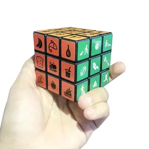 Cubo mágico 3x3 com adesivo de publicidade personalizado, cubo de plástico 3x3x3 com logotipo personalizado, puzzle 3D com impressão UV, brinquedo personalizado