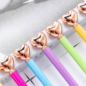 Creative <b>Multi</b> <b>Color</b> Love Metal Cute Heart Shaped Ballpoint <b>Pens</b> With Custom Logo - Product Image 2