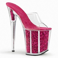Chaussures d'été sexy pour femme, style fétiche, à talons aiguilles fins de 20 cm (8 pouces) avec paillettes et cristaux, plateforme épaisse, pour la scène, tendance