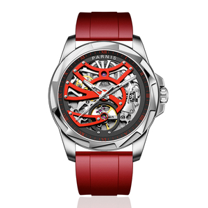 Reloj de Pulsera Nuevo <span class=keywords><strong>Parnis</strong></span> 43mm, Esfera Roja, Mecánico Automático, para Hombre, Correa de Acero Inoxidable y Caucho, Reserva de Energía, Lujoso 2025 - Product Image 1