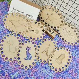 Panier en bois naturel fond creux <span class=keywords><strong>Crochet</strong></span> panier Base en bois pour bricolage sac à tricoter fond Shaper artisanat faisant tissage - Product Image 4