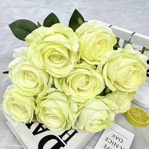 Ramo de 9 Rosas Artificiales con Bordes Quemados para Decoración Navideña, Año Nuevo Chino, Hogar, Bodas y Restaurantes - Product Image 4