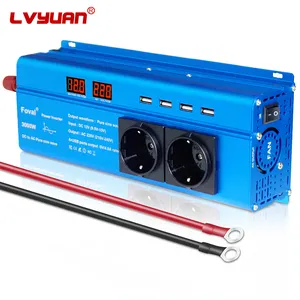 Inverter dan konverter 12v 220v 1000w, inverter gelombang sinus murni soket multi output dengan 4 port USB