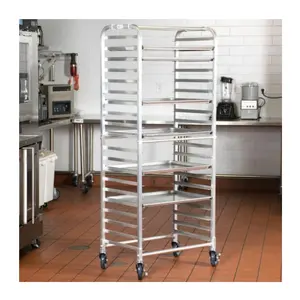 12/15/30 Tier Mobile Oven Racks Food Tray Cart Trolley Stainless Steel Square Tube Bakery Pans Rack Trolley
