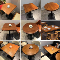 Tables hautes en bois massif pour restaurant occidental, pâtisserie, bar, design rétro nostalgique, pour repas décontractés et thé au lait mobile avec hot-pot
