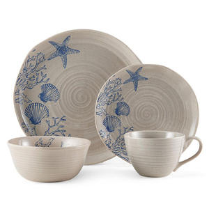 Juego de Vajilla de Cerámica de Lujo Moderno con Conchas Marinas Blancas, 16 Piezas, Bajo MOQ, en Stock - Product Image 4