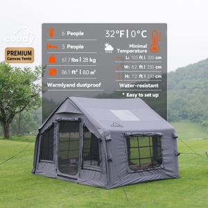 Tente pneumatique Coody 8.0 - Gris, grande tente familiale de luxe pour le camping, quatre saisons, portable, de haute qualité, tente pneumatique gonflable pour le camping en plein air - Product Image 2