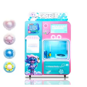 Máquina automática do algodão doce com aspersor do robô totalmente automático do fio dental fairy cotton candy vending machine for sale