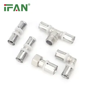 IFAN 16-32mm 공장 가격 1/2 "-1" PEX 프레스 피팅 PEX 알 파이프 커넥터 황동 실버 프레스 피팅