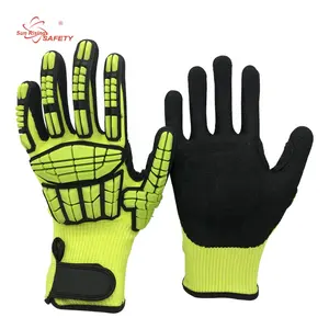 SRsafety Sandy Nitrile Gloves knitted ANSI A5 Anti-cut Gloves Industrial Custom TPR Impact Mechanic Gloves