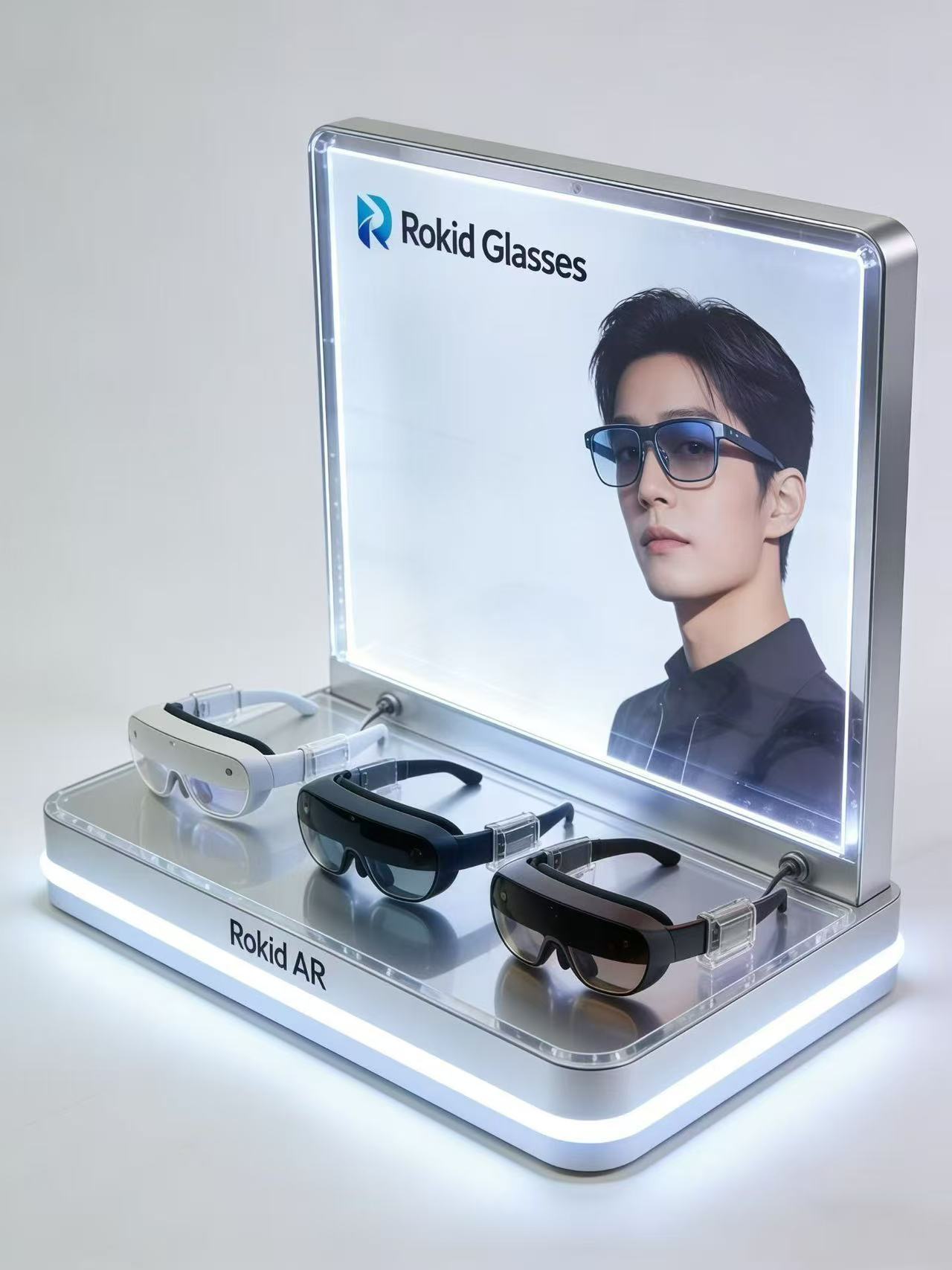 Apache Custom Acrylic Desktop AI Smart Glasses Display Stand with LED Light Box Eyewear Showstand for Electronic & Retail Store — view 6