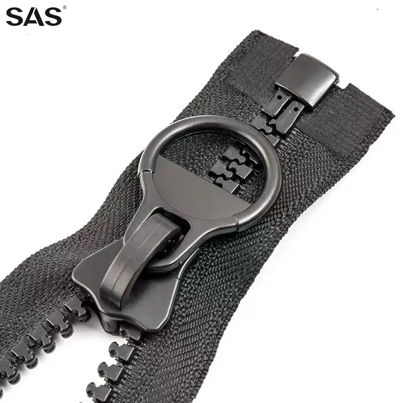 Accesorios SAS Zip 5 #8 # fermeture eclair Puller Open-end Vislon Zipper Logotipo personalizado Tamaño Color Negro Tienda Plástico Resina Cremallera