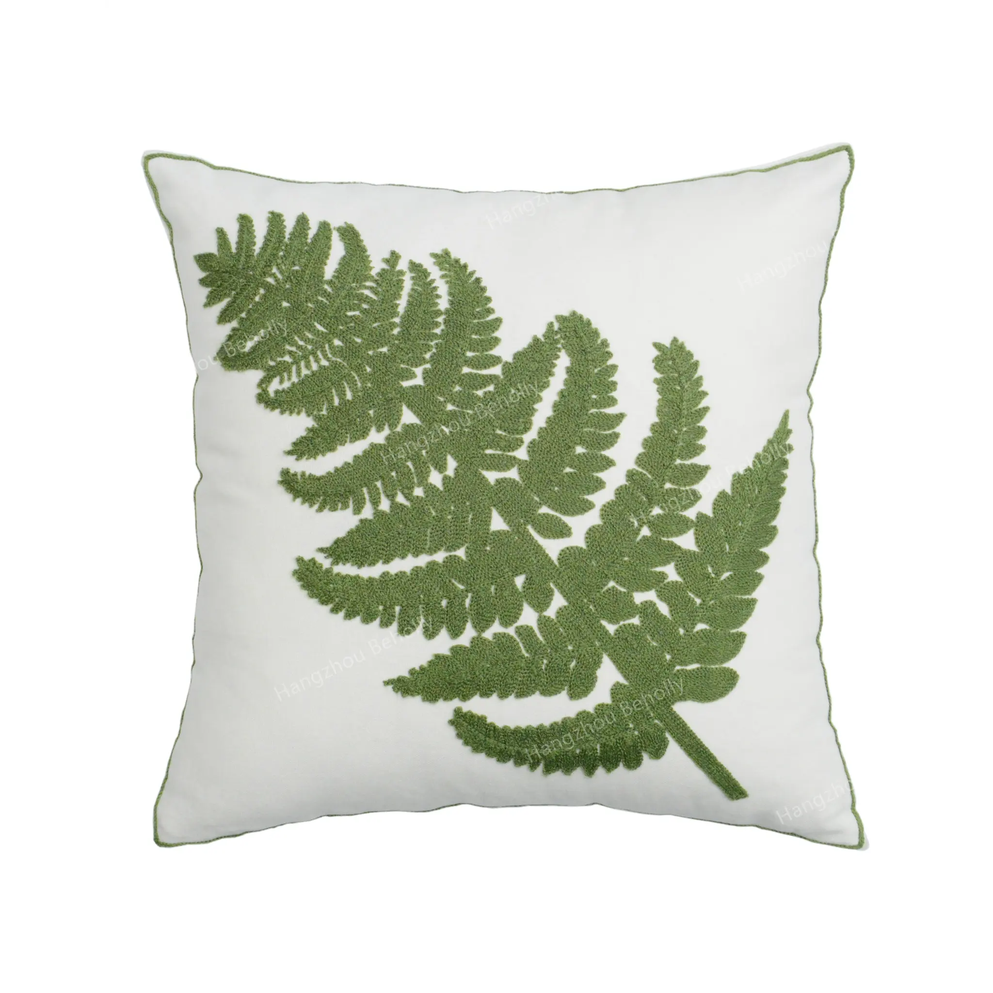 Green Plant Crewel Embroidered Cushion Covers Leaf Decoration Pillow Covers