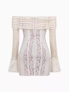 Vestido de encaje ajustado de un hombro <span class=keywords><strong>blanco</strong></span> temperamento con cintura ceñida y falda sexy para abrazar la cadera - Product Image 2