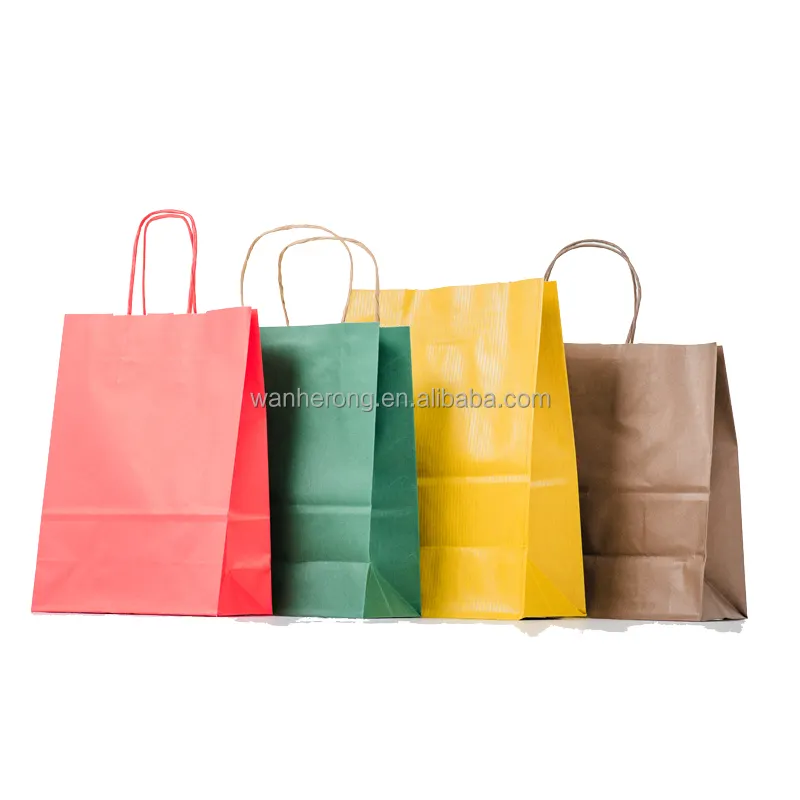 Stampa all'ingrosso di lusso riciclabile marrone kraft shopping sacchetti di carta regalo di natale pepar bag bolsas de papel para compras