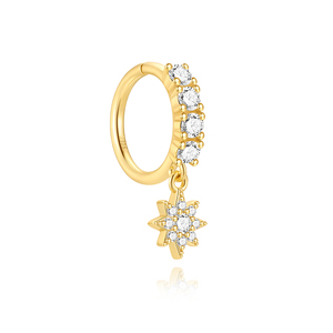 Aro de Nariz Minimalista de Plata de Ley S925 Chapado en Oro al por Mayor con Piedra CZ Brillante para Mujer - Product Image 4