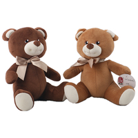Ours en peluche classique avec nœud papillon, marron et gris, collection de jouets en peluche doux, cadeau de la Saint-Valentin et de Noël, fabrication OEM