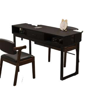 Nail <b>Table</b> Wood Top <b>Walnut</b> Black American Retro Style Manicure Nail Bar Single Double Design - Product Image 4