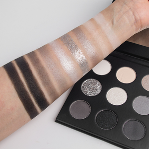 Palet Eyeshadow Hitam Smokey 9 Warna Hitam Perak Abu-abu Putih Palet Riasan Eyeshadow Goth - Product Image 5