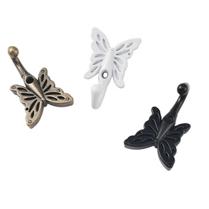 Butterfly Shape Clothes Hook Zinc Alloy Wall Mounted Wardrobe Cabinet Hook Antique Bronze Black <b>White</b> - Product Image 4