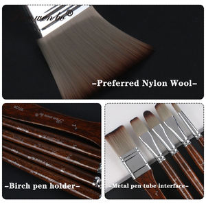 Pinceaux de <span class=keywords><strong>peinture</strong></span> aquarelle Panwenbo 3/4/5/6 pièces, logo personnalisé, qualité supérieure, forme plate, en éventail, pour <span class=keywords><strong>peinture</strong></span> <span class=keywords><strong>acrylique</strong></span> - Product Image 4