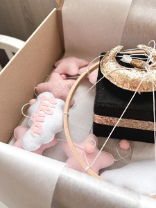 Articles cadeaux personnalisés uniques Kaaba, décoration murale pour chambre d'enfant, <span class=keywords><strong>cube</strong></span> musical islamique rose en feutre, mobile Coranique Mekka pour bébés filles - Product Image 3