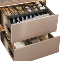 Étagère de rangement de cuisine réglable UZIA F90.5, panier coulissant à 2 niveaux en acier inoxydable, égouttoir à vaisselle, organisateur de tiroir d'armoire