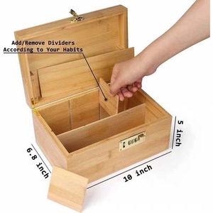 Boîte de rangement en bambou naturel anti-odeur pour fumeurs, avec plateau roulant, conteneur à tabac personnalisé, vente en gros fabricant - Product Image 4