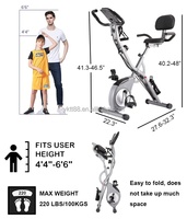 Vélo d'exercice Zeus Shield à contrôle magnétique, pliable, pour entraînement aérobie en intérieur, avec dossier, en acier inoxydable, écran LCD, 150 kg