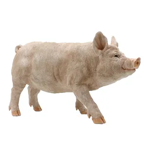 Barato animales de granja resina estatua cerdo estatuilla animal realista diseño personalizado resina cerdo estatua ^