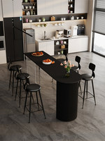 Table de bar moderne en pierre frittée avec tabourets de bar en métal à base cannelée, mobilier de bar à petit-déjeuner pour cuisine, café, logo personnalisé
